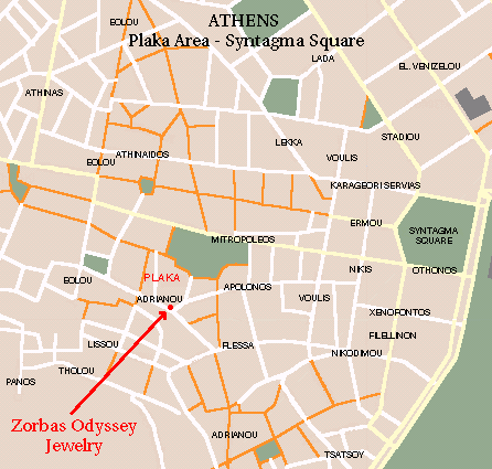 Plaka Area - Syntagma Square Map